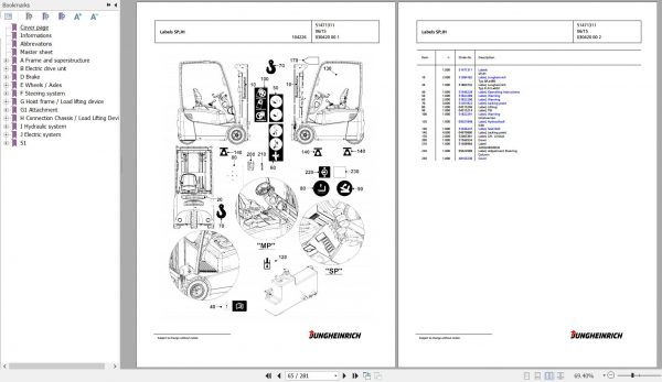 Jungheinrich Forklift EFG 110 SP GE110 450DZ Spare Parts Manual FN595577 2