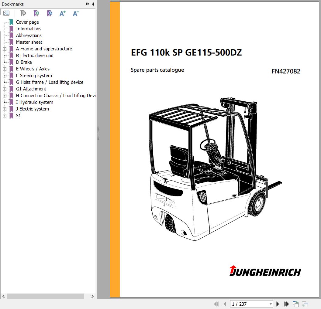 Jungheinrich Forklift EFG 110k SP GE115 500DZ Spare Parts Manual FN427082 1