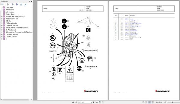 Jungheinrich Forklift EFG 113 SP GE115 435DZ Spare Parts Manual FN427044 2