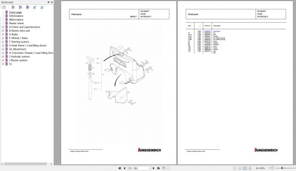 Jungheinrich Forklift EFG 113 SP GE120 480DZ Spare Parts Manual FN585544 2