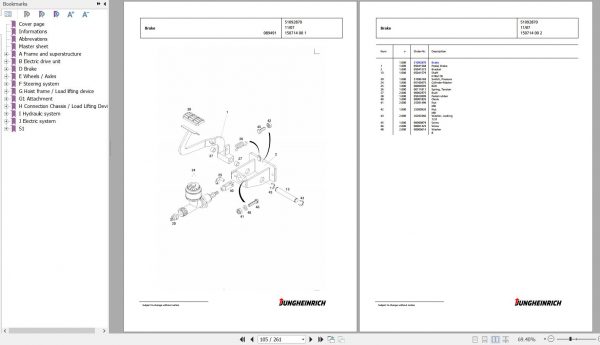 Jungheinrich Forklift EFG 113 SP GE120 480DZ Spare Parts Manual FN585544 3