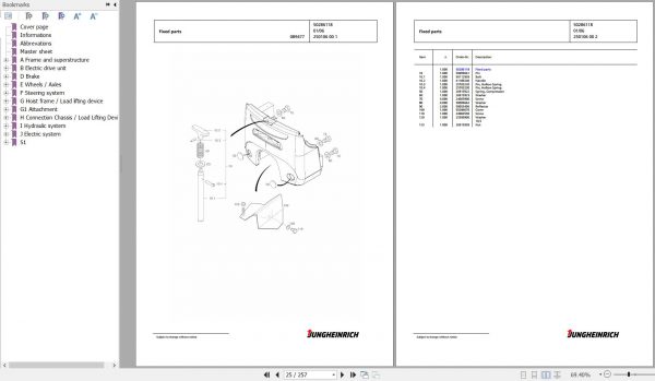 Jungheinrich Forklift EFG 115 MP G115 600DZ Spare Parts Manual FN427067 2