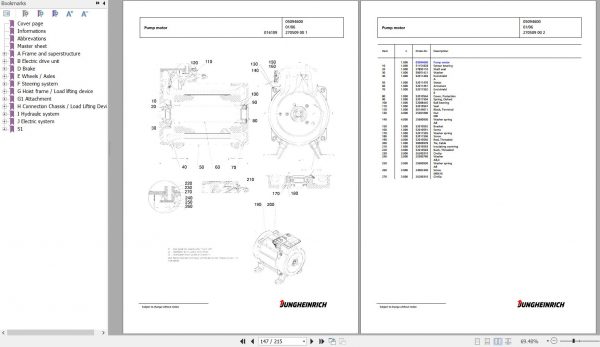 Jungheinrich Forklift EFG 115 SP G115 450ZT Spare Parts Manual FN427038 3