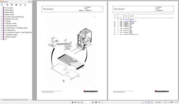 Jungheinrich Forklift EFG 115 SP G115 450ZT Spare Parts Manual FN427040 2