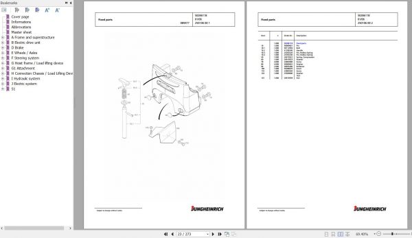 Jungheinrich Forklift EFG 115 SP GE100 600DZ Spare Parts Manual FN427100 2