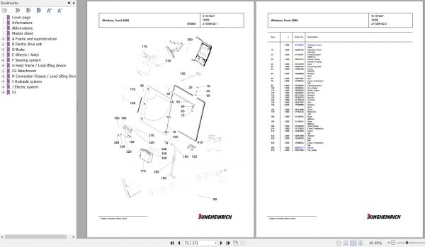 Jungheinrich Forklift EFG 115 SP GE100 600DZ Spare Parts Manual FN427100 3