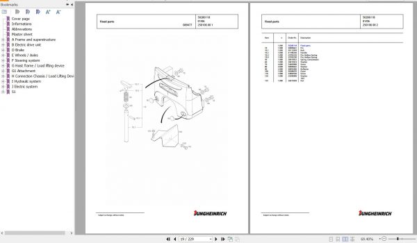 Jungheinrich Forklift EFG 115 SP GE115 300ZT Spare Parts Manual FN426934 2
