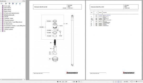 Jungheinrich Forklift EFG 115 SP GE115 300ZT Spare Parts Manual FN426934 3