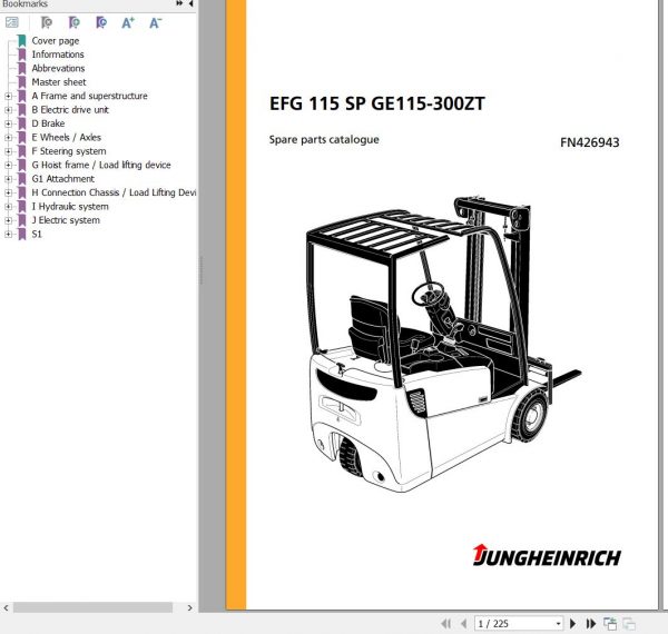 Jungheinrich Forklift EFG 115 SP GE115 300ZT Spare Parts Manual FN426943 1
