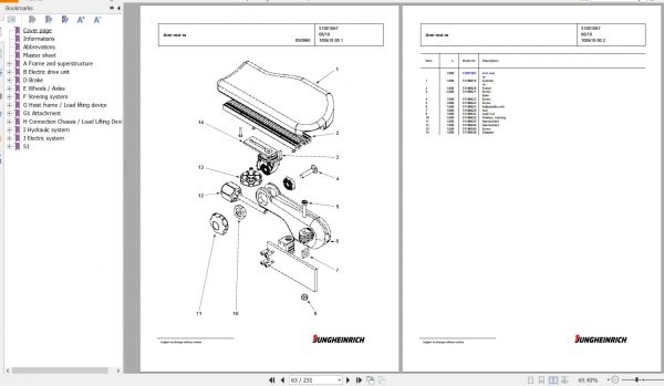 Jungheinrich Forklift EFG 115 SP GE115 310ZT Spare Parts Manual FN426523 2