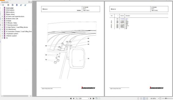 Jungheinrich Forklift EFG 115 SP GE115 330ZT Spare Parts Manual FN426563 2