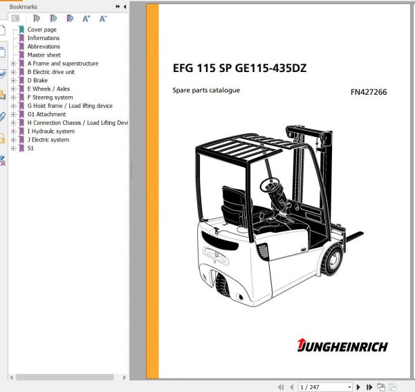 Jungheinrich Forklift EFG 115 SP GE115 435DZ Spare Parts Manual FN427266 1