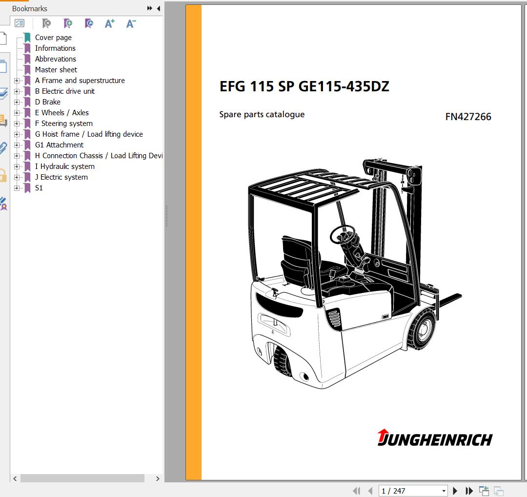 Jungheinrich Forklift EFG 115 SP GE115 435DZ Spare Parts Manual FN427266 1