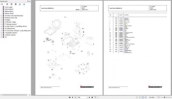 Jungheinrich Forklift EFG 115 SP GE115 450DZ Spare Parts Manual FN426882 2