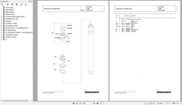 Jungheinrich Forklift EFG 115 SP GE115 450DZ Spare Parts Manual FN426882 3