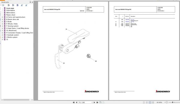 Jungheinrich Forklift EFG 115 SP GE115 480DZ Spare Parts Manual FN426538 2