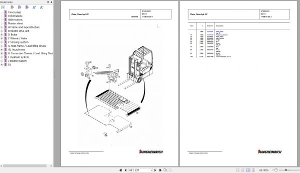 Jungheinrich Forklift EFG 115 SP GE115 480DZ Spare Parts Manual FN427206 2