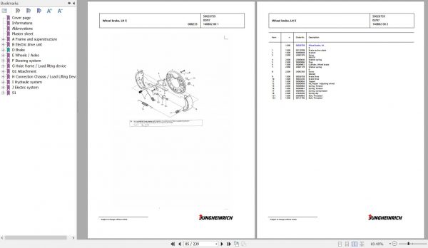Jungheinrich Forklift EFG 115 SP GE115 600DZ Spare Parts Manual FN427042 2