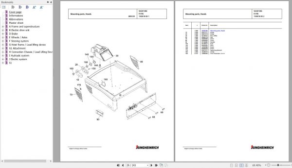 Jungheinrich Forklift EFG 115 SP GE115 650DZ Spare Parts Manual FN427207 2