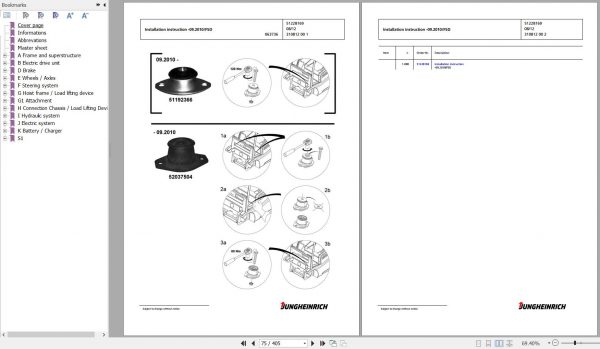 Jungheinrich Forklift EFG 213 G 550DZ Spare Parts Manual FN427070 2