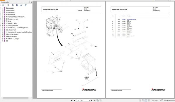 Jungheinrich Forklift EFG 213 GE100 600DZ Spare Parts Manual FN427004 2