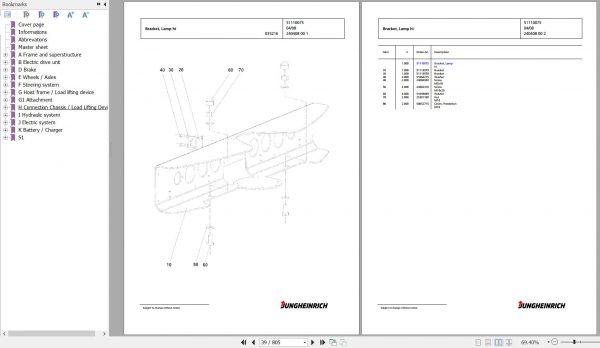Jungheinrich Forklift EFG 213 GE120 310ZT Spare Parts Manual FN585506 2