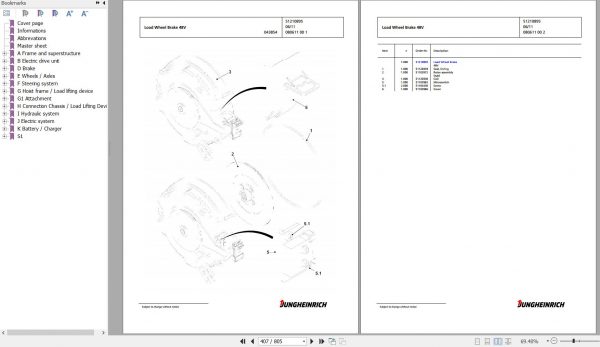 Jungheinrich Forklift EFG 213 GE120 310ZT Spare Parts Manual FN585506 3