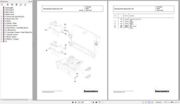 Jungheinrich Forklift EFG 213 GE120 550DZ Spare Parts Manual FN426962 2
