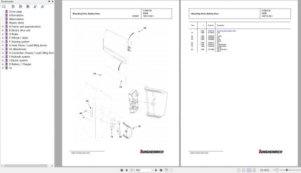 Jungheinrich Forklift EFG 215 GE 310ZZ Spare Parts Manual FN427054 2