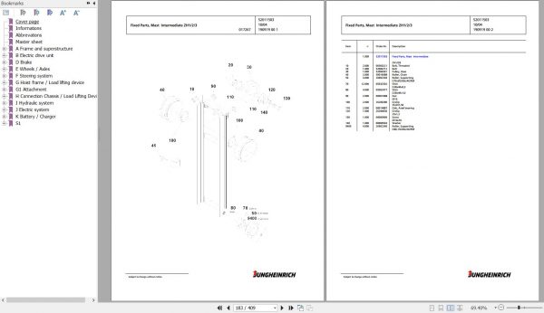 Jungheinrich Forklift EFG 215 GE100 480DZ Spare Parts Manual FN427228 3 1