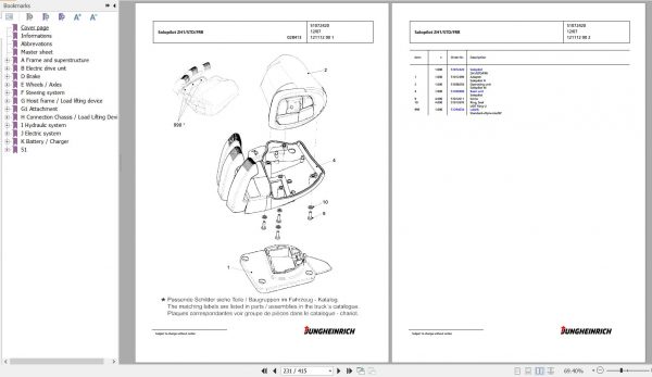 Jungheinrich Forklift EFG 215 GE115 300ZZ Spare Parts Manual FN427259 3