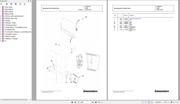 Jungheinrich Forklift EFG 215 GE115 450DZ Spare Parts Manual FN427149 2
