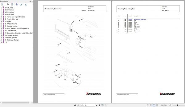 Jungheinrich Forklift EFG 215 GE115 470DZ Spare Parts Manual FN585518 2