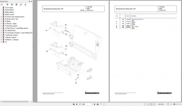 Jungheinrich Forklift EFG 216 G115 550DZ Spare Parts Manual FN427315 2