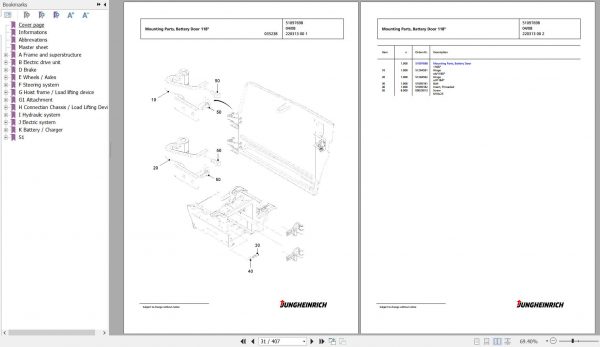 Jungheinrich Forklift EFG 216 GE100 400ZT Spare Parts Manual FN426956 2