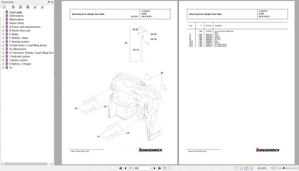 Jungheinrich Forklift EFG 216 GE120 450DZ Spare Parts Manual FN427127 2