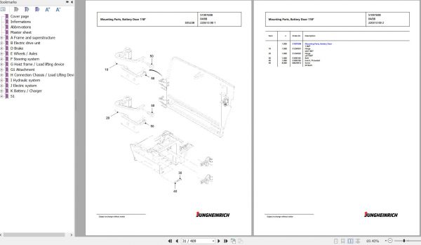 Jungheinrich Forklift EFG 216 GE120 450DZ Spare Parts Manual FN427129 2