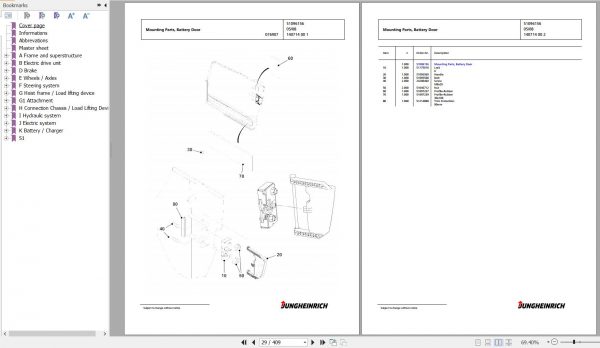 Jungheinrich Forklift EFG 216 GE120 450DZ Spare Parts Manual FN427130 2