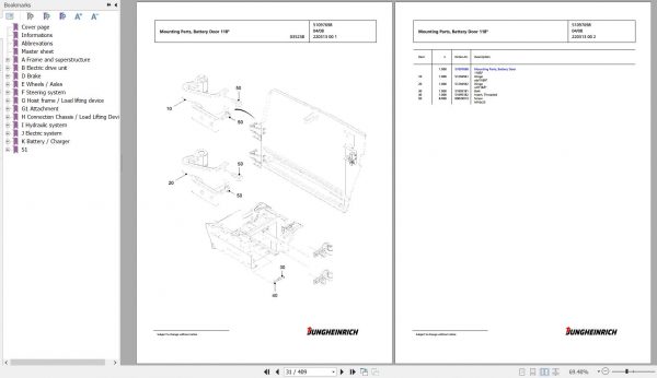 Jungheinrich Forklift EFG 216 GE120 450DZ Spare Parts Manual FN427131 2