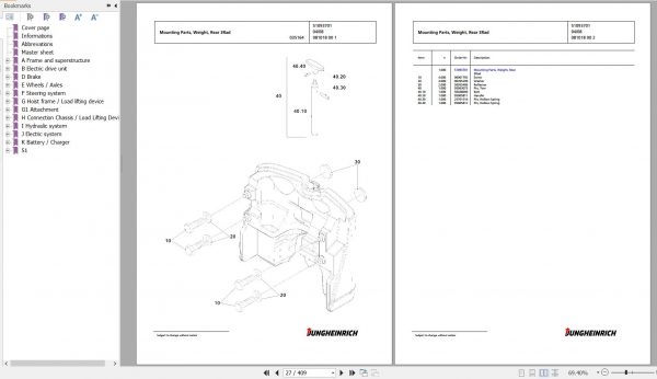 Jungheinrich Forklift EFG 216 GE120 450DZ Spare Parts Manual FN427133 2