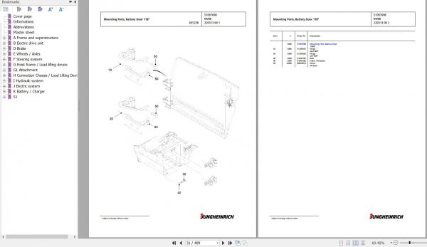 Jungheinrich Forklift EFG 216 GE120 450DZ Spare Parts Manual FN427134 2