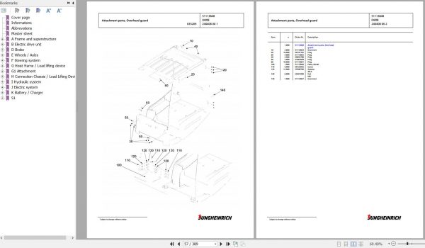 Jungheinrich Forklift EFG 216k G115 500DZ Spare Parts Manual FN427064 2