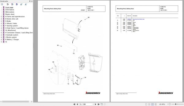 Jungheinrich Forklift EFG 216k GE100 600DZ Spare Parts Manual FN427198 2