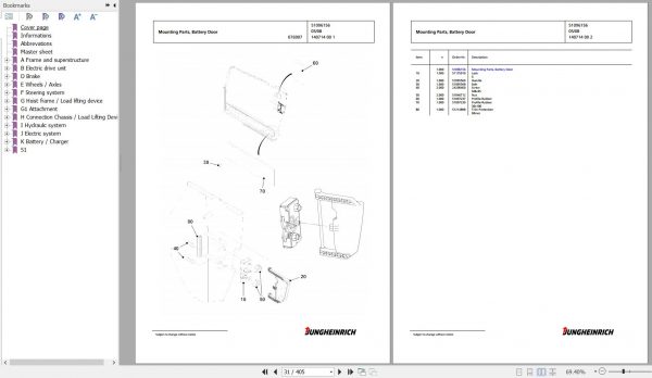 Jungheinrich Forklift EFG 216k GE115 330ZT Spare Parts Manual FN426968 2