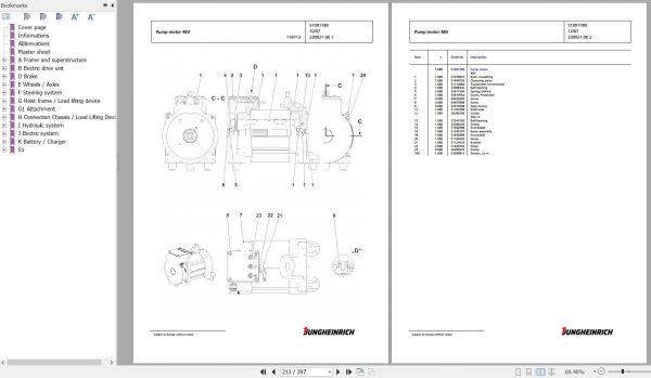 Jungheinrich Forklift EFG 216k GE115 450DZ Spare Parts Manual FN427036 3 1
