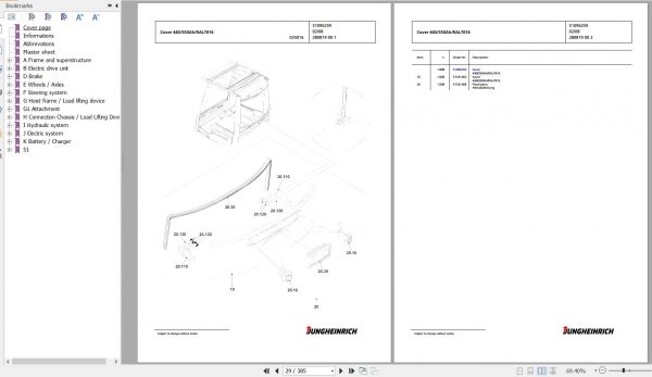 Jungheinrich Forklift EFG 216k GE115 450DZ Spare Parts Manual FN427057 2
