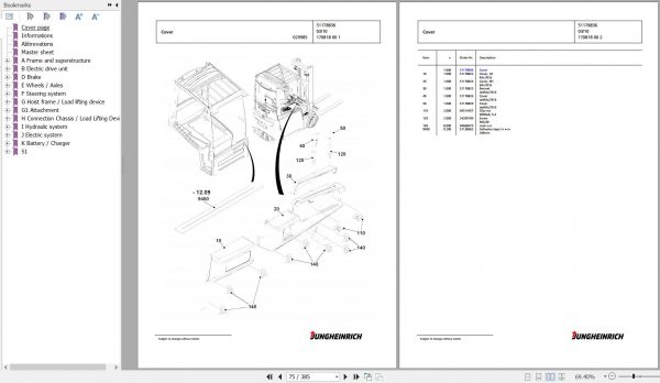 Jungheinrich Forklift EFG 216k GE115 450DZ Spare Parts Manual FN427057 3