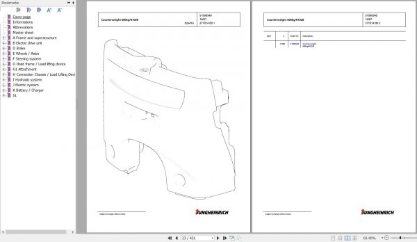 Jungheinrich Forklift EFG 216k GE115 450DZ Spare Parts Manual FN427210 2
