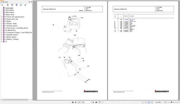 Jungheinrich Forklift EFG 216k GE115 450DZ Spare Parts Manual FN427210 3