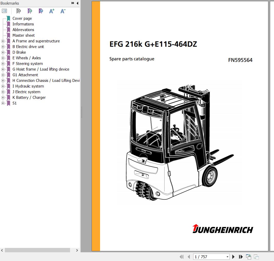 Jungheinrich Forklift EFG 216k GE115 464DZ Spare Parts Manual FN595564 1